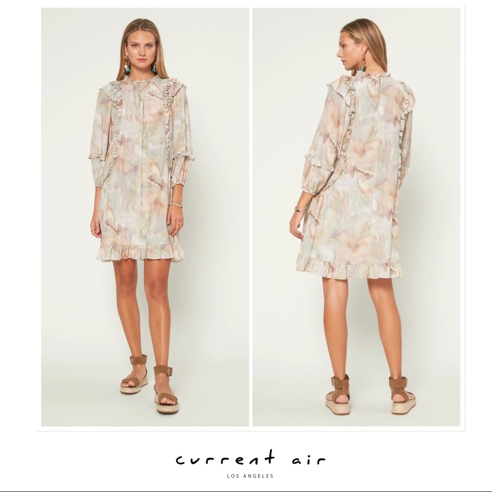 NEW Current Air Marble Ruffle Mini Dress